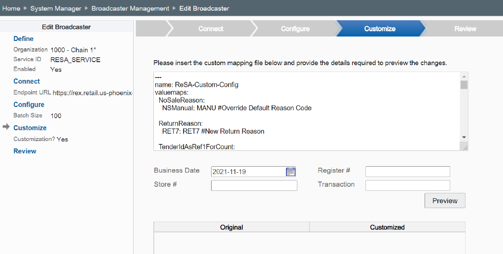 Broadcaster Customize Tab