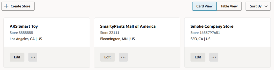 Table Displayed in the Card View