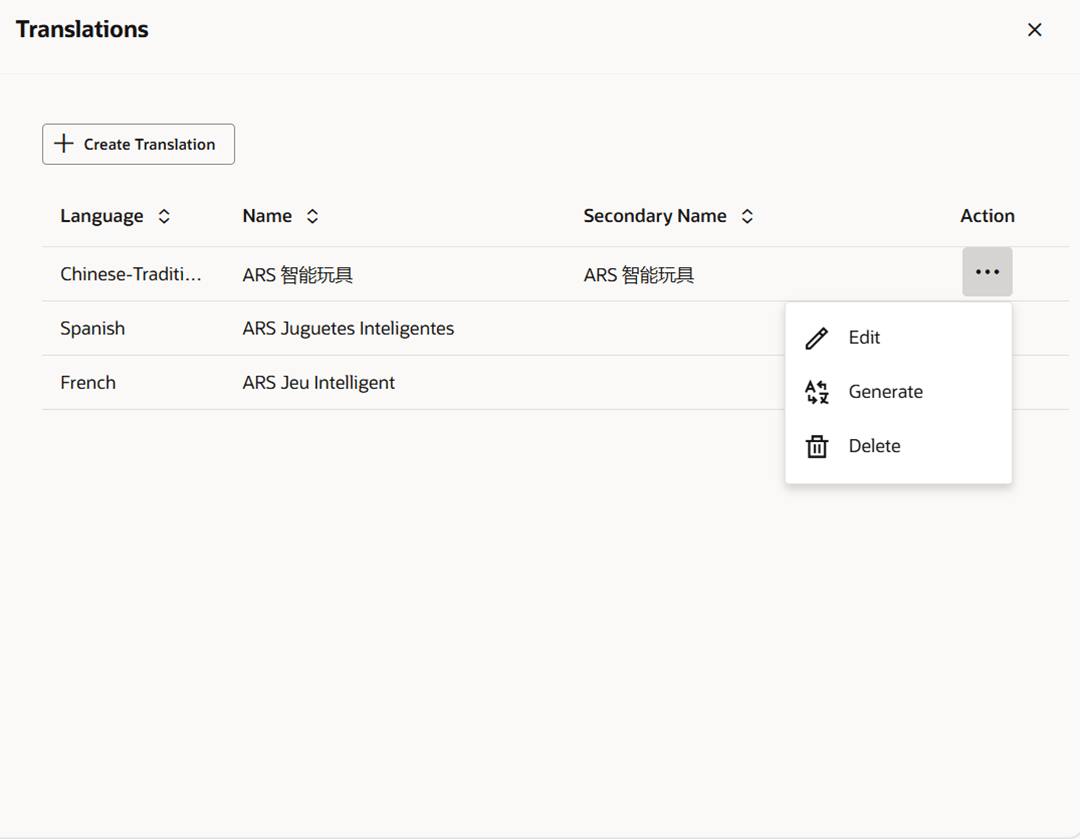 Translations Drawer Translations Drawer
