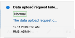 Data Upload Request Notification popup