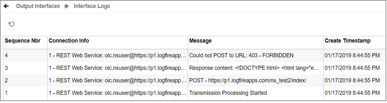 Output Interfaces – Interface Logs Output Interfaces – Interface Logs
