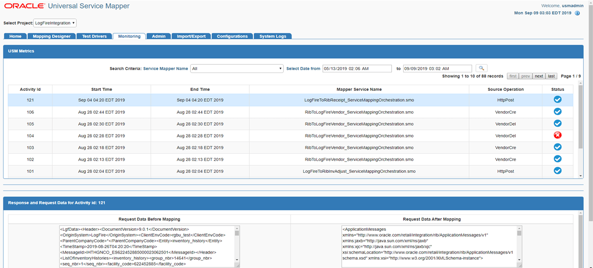 USM Monitoring Tab USM Monitoring Tab