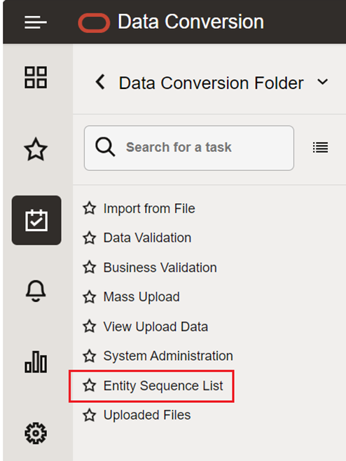 Entity Sequence List Menu Option Entity Sequence List Menu Option