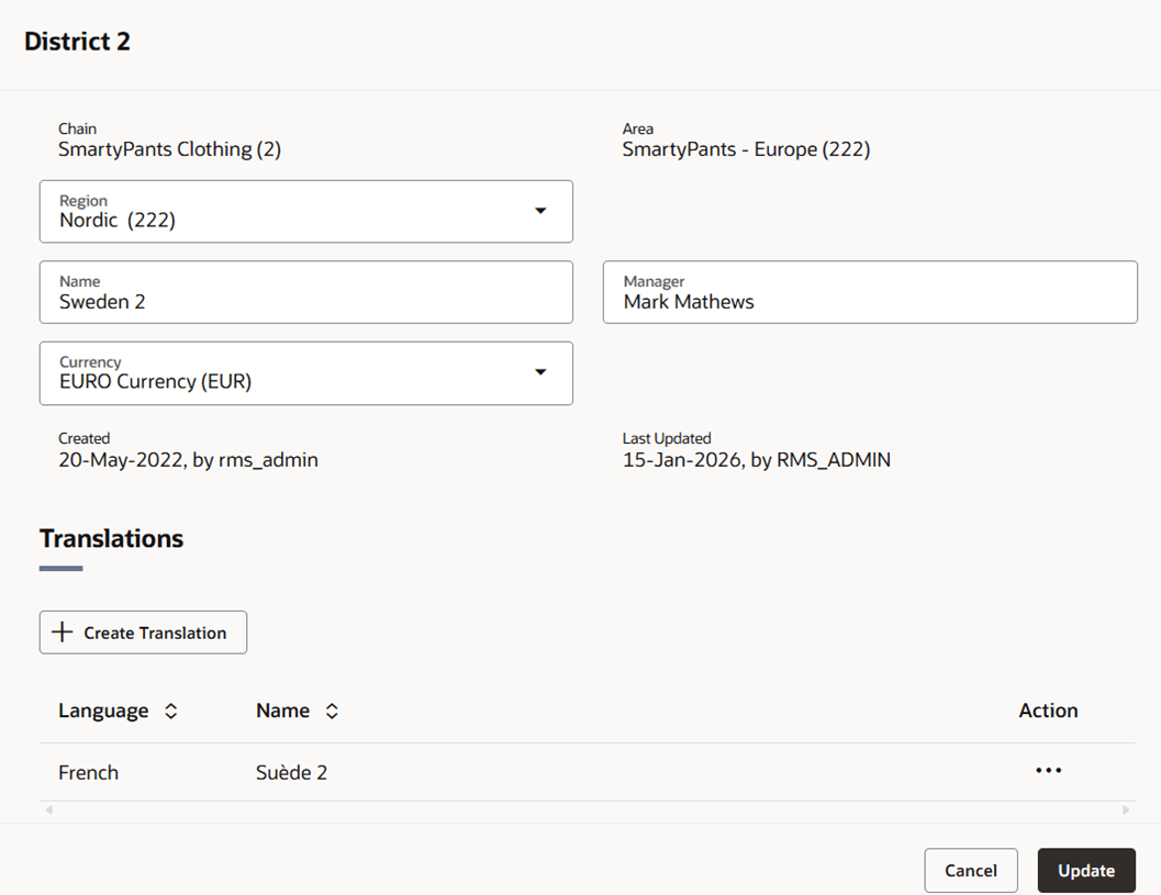 Edit District Drawer