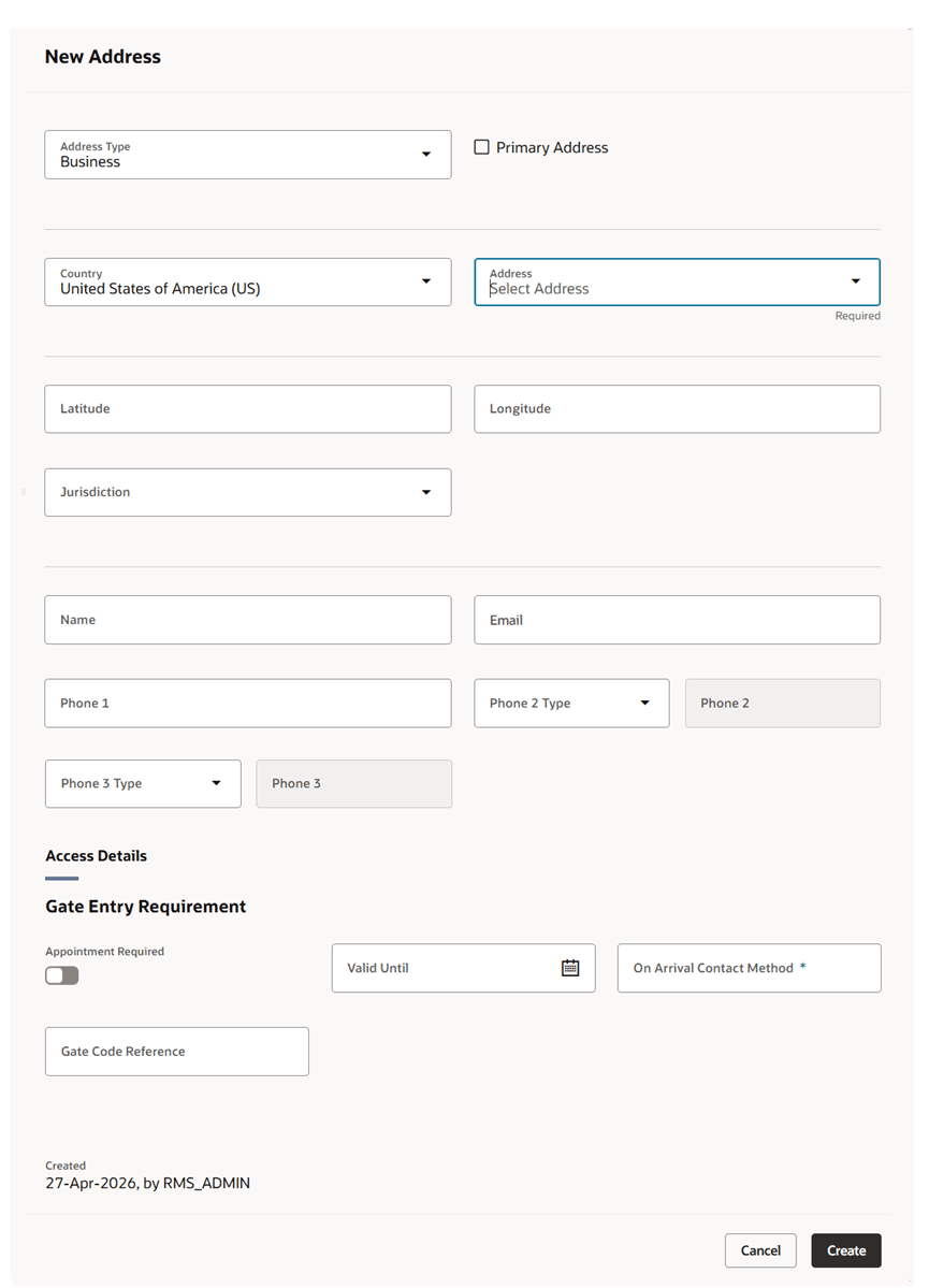 New Address Drawer – Search Address