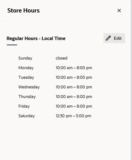 Store Hours Drawer