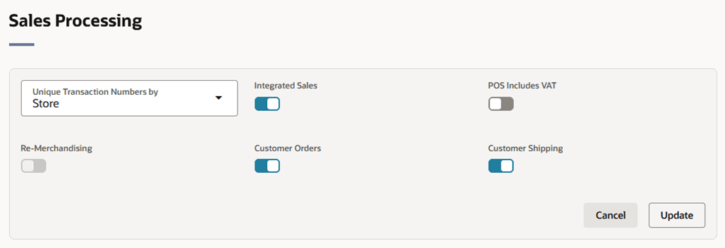 Sales Processing - Fields and Description