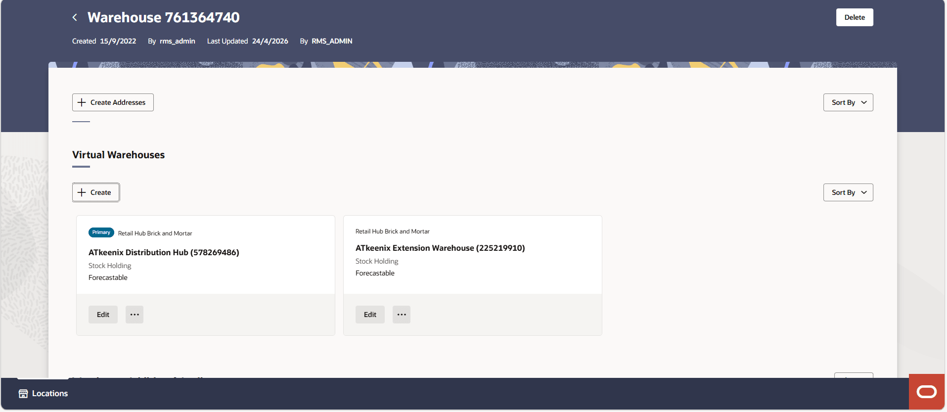 Virtual Warehouses Section