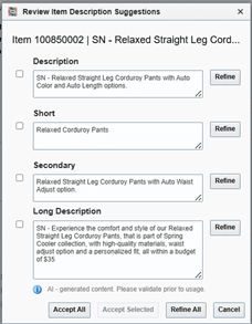 Review Item Description Suggestions Review Item Description Suggestions