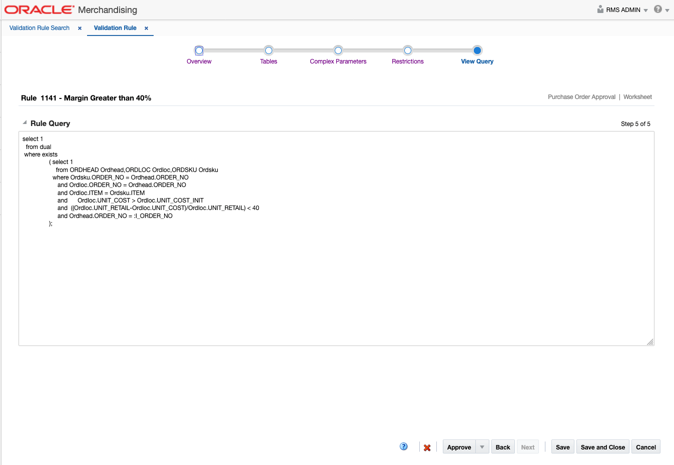 Create Validation View Query Step