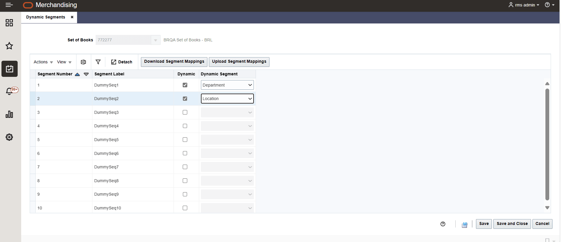Dynamic Segment Screen