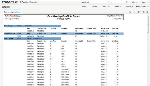 Cost Change Conflicts Report