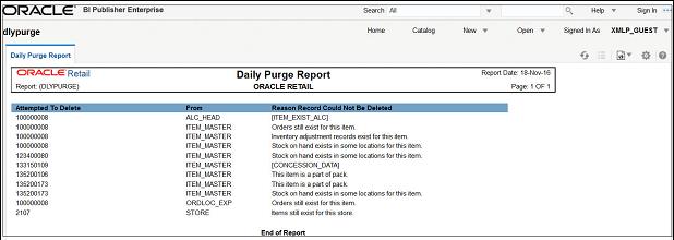 Daily Purge Report