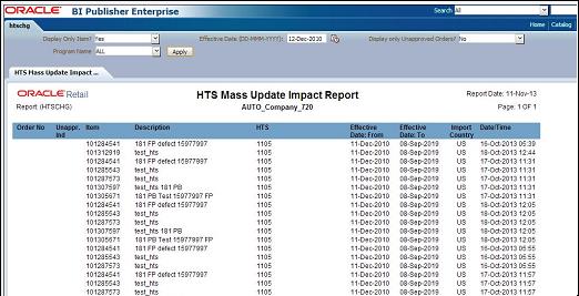 HTS Mass Update Impact Report