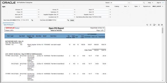 Open Orders Report