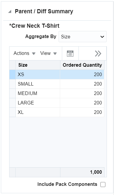 Order Parent/Diff Summary Report