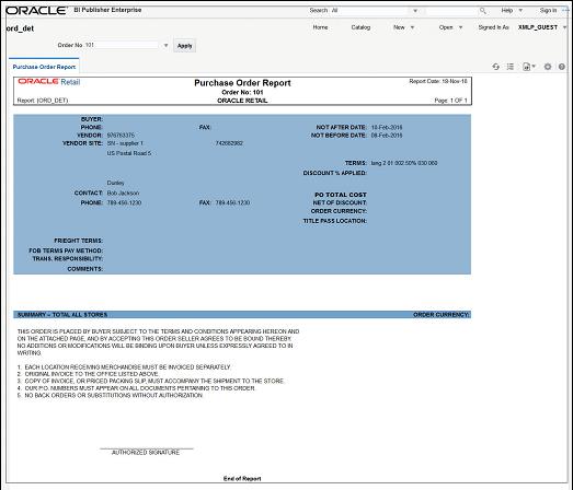 Order Details Report