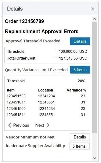 Replenishment Approval Errors Report