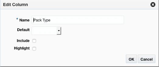 Edit Column Window Edit Column Window