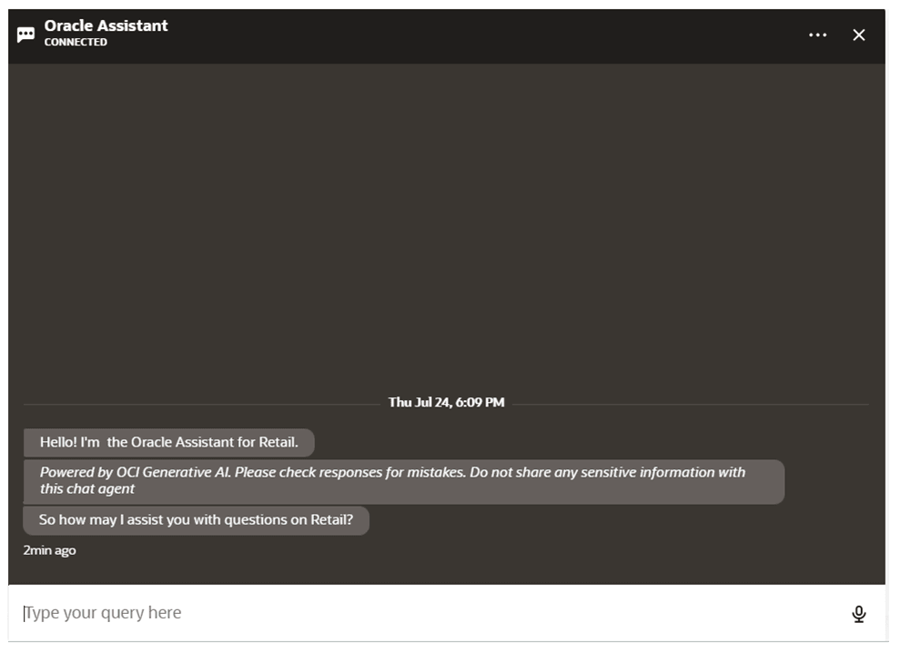 Oracle Digital Assistant Chat Window Oracle Digital Assistant Chat Window