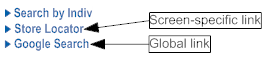 Shows the screen specific link and the global link. Shows the screen specific link and the global link.