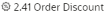 Illustrates order discount icon and message Illustrates order discount icon and message