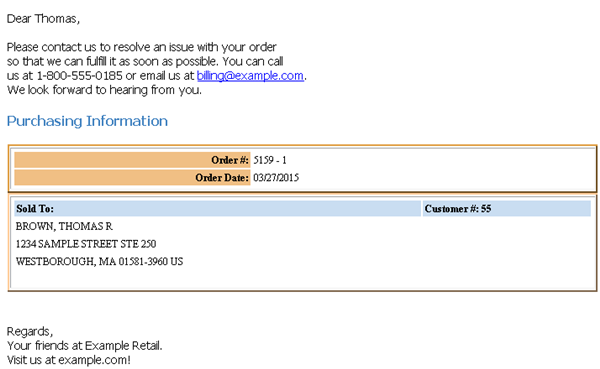 Credit Card Decline Notification Sample and Contents