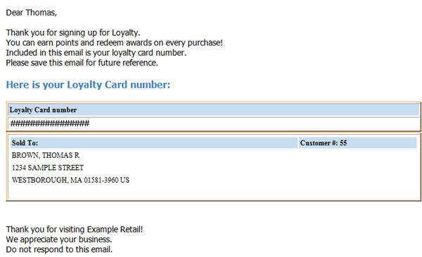 Oracle Retail Customer Engagement Loyalty Registration Notification Sample and Contents