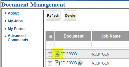 Document Management Screen