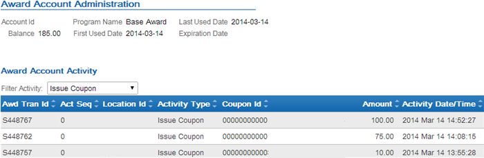 The figure shows a Customer Engagement Loyalty Card screen.