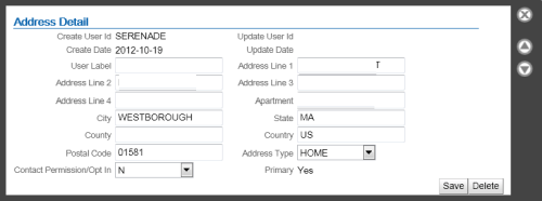 This image shows the customer address information.