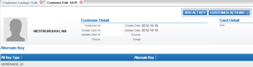 This image shows the customer detail information in the Relate Alternate Key.