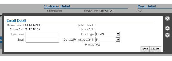 This image shows the customer email information detail.