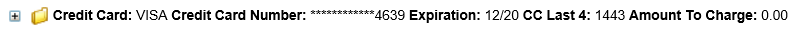 This image shows the credit card information unexpanded. This image shows the credit card information unexpanded.