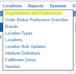 This figure shows the Home screen where you can select Organizations and Preferences.