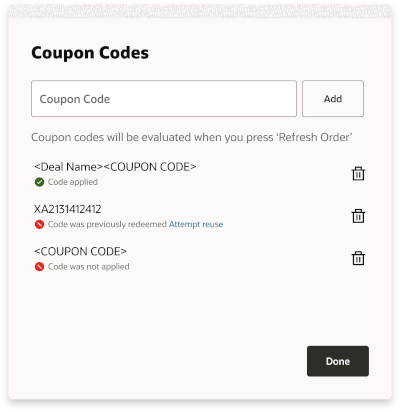 coupon code entry