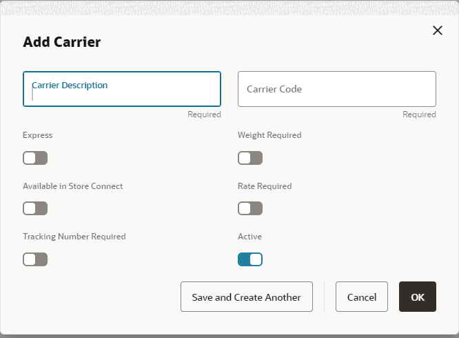 Illustrates the Add Carrier window. Illustrates the Add Carrier window.