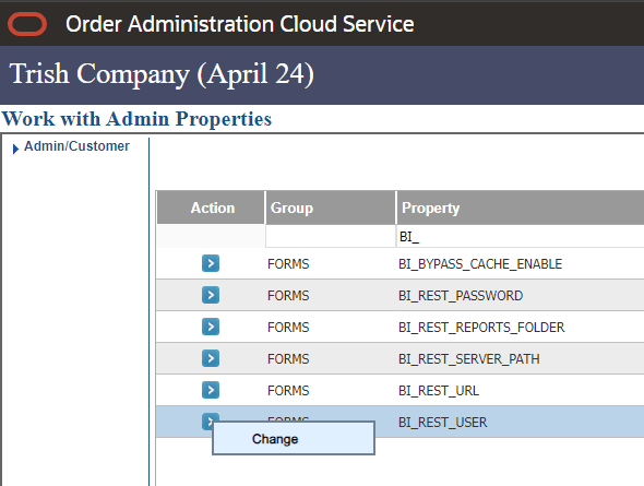 Change BI_REST_USER Change BI_REST_USER