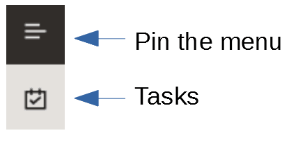 illustrates the Pin the Menu, Tasks, and Classic View options available in the left-hand navigation panel illustrates the Pin the Menu, Tasks, and Classic View options available in the left-hand navigation panel