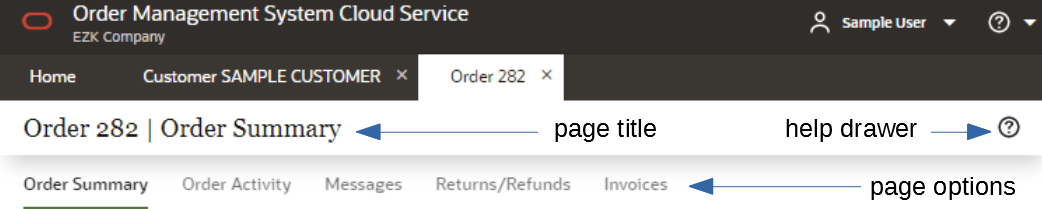 illustrates page title and position of all options for the page illustrates page title and position of all options for the page