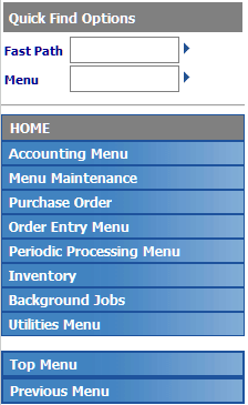 This image shows the quick find options to a menu. This image shows the quick find options to a menu.