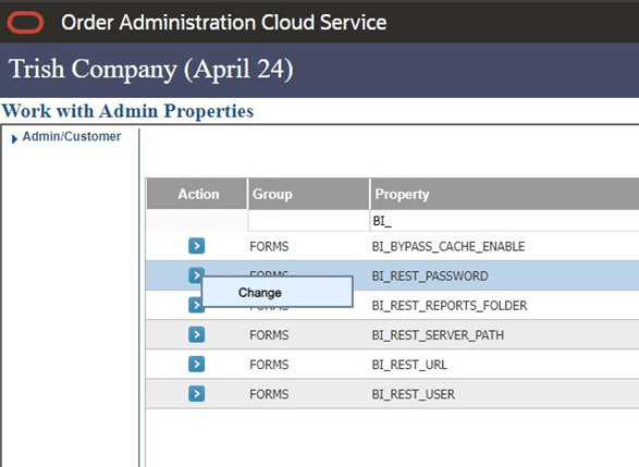 Change BI_REST_PASSWORD
