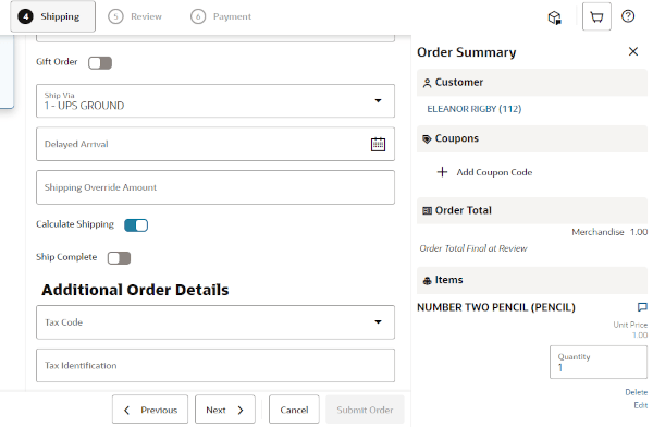 New Coupon section in Order Summary panel