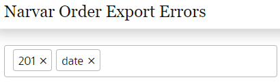 Narvar Order Export Errors filter example