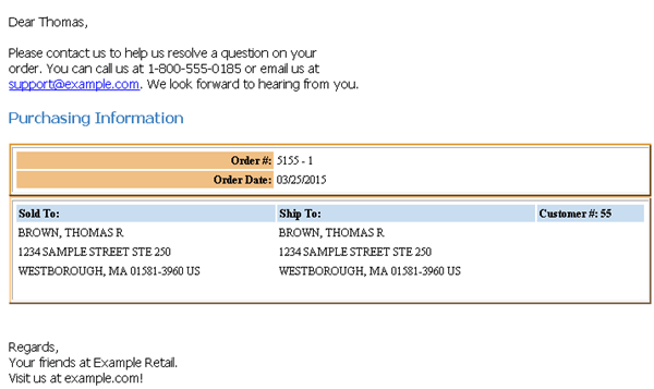 “Contact Us” Notification Sample and Contents “Contact Us” Notification Sample and Contents