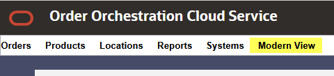 Illustrates the Modern View link at the far right of the drop-down menu options.