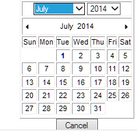Calendar Prompt Window Calendar Prompt Window