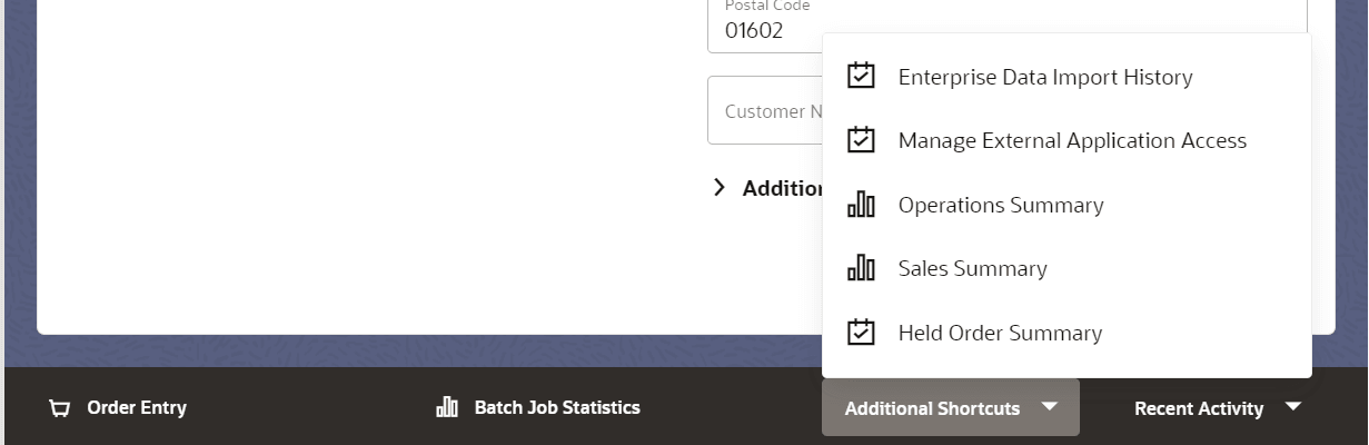 Illustrates quick link options with additional shortcuts available. Illustrates quick link options with additional shortcuts available.