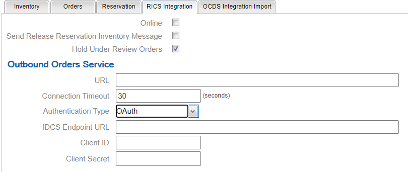 Illustrates placement of new fields at the RICS Integration tab.