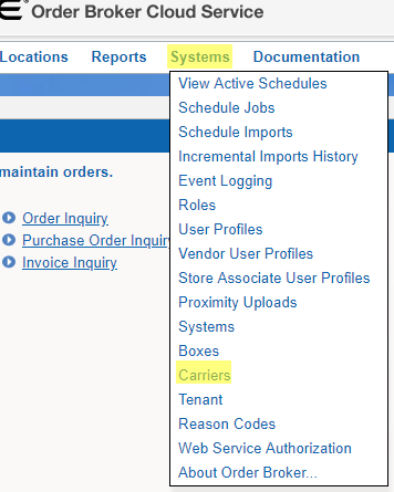 This figure shows the Home screen where you can select Carriers. This figure shows the Home screen where you can select Carriers.